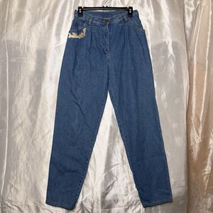 VTG Together Women’s 90s Embroidered Floral Tapered Jeans 38X29 Mom Jeans Retro